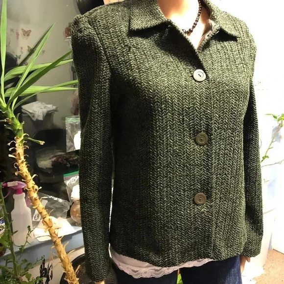 Vintage Y2K Jaclyn Smith Button Up women Khaki Blouse Shirt Jacket Size 10 - Picture 3 of 6